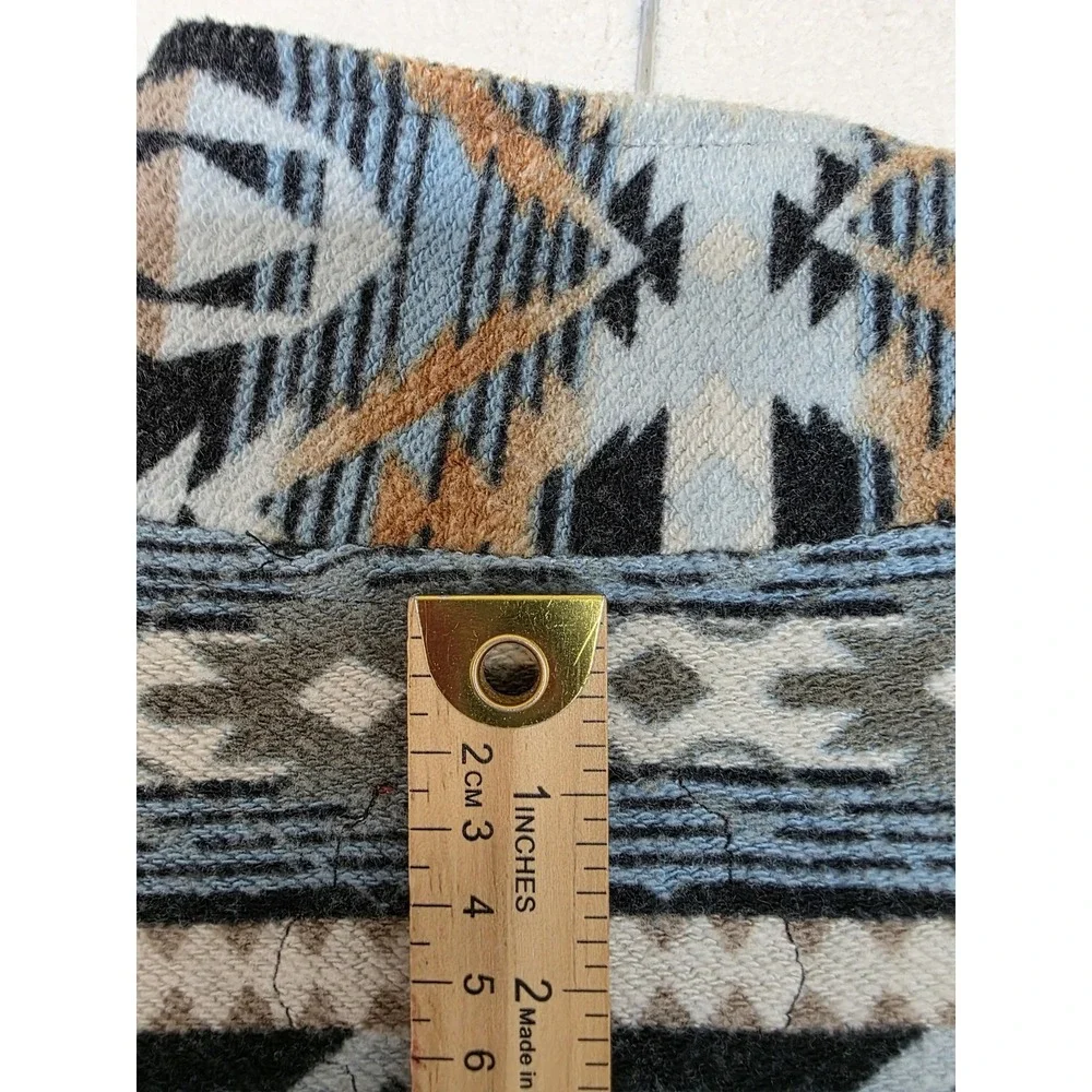 Rafter C Sweater Mens Medium Blue Aztec Quarter Zip Mock Neck Pockets Western